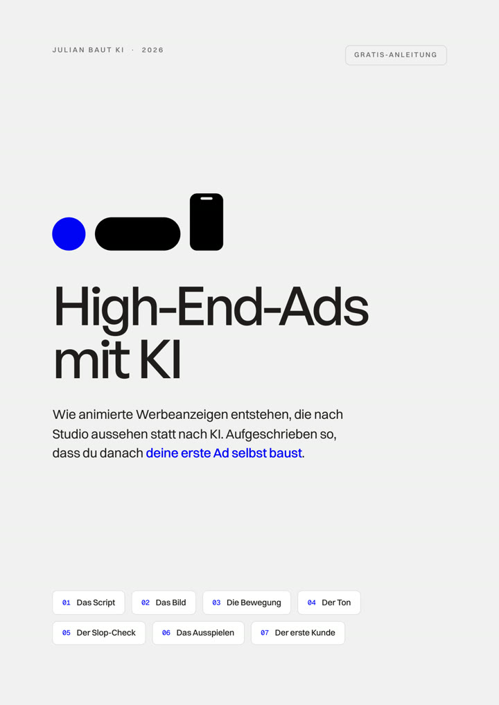 Titelseite der Anleitung „High-End-Ads mit KI“